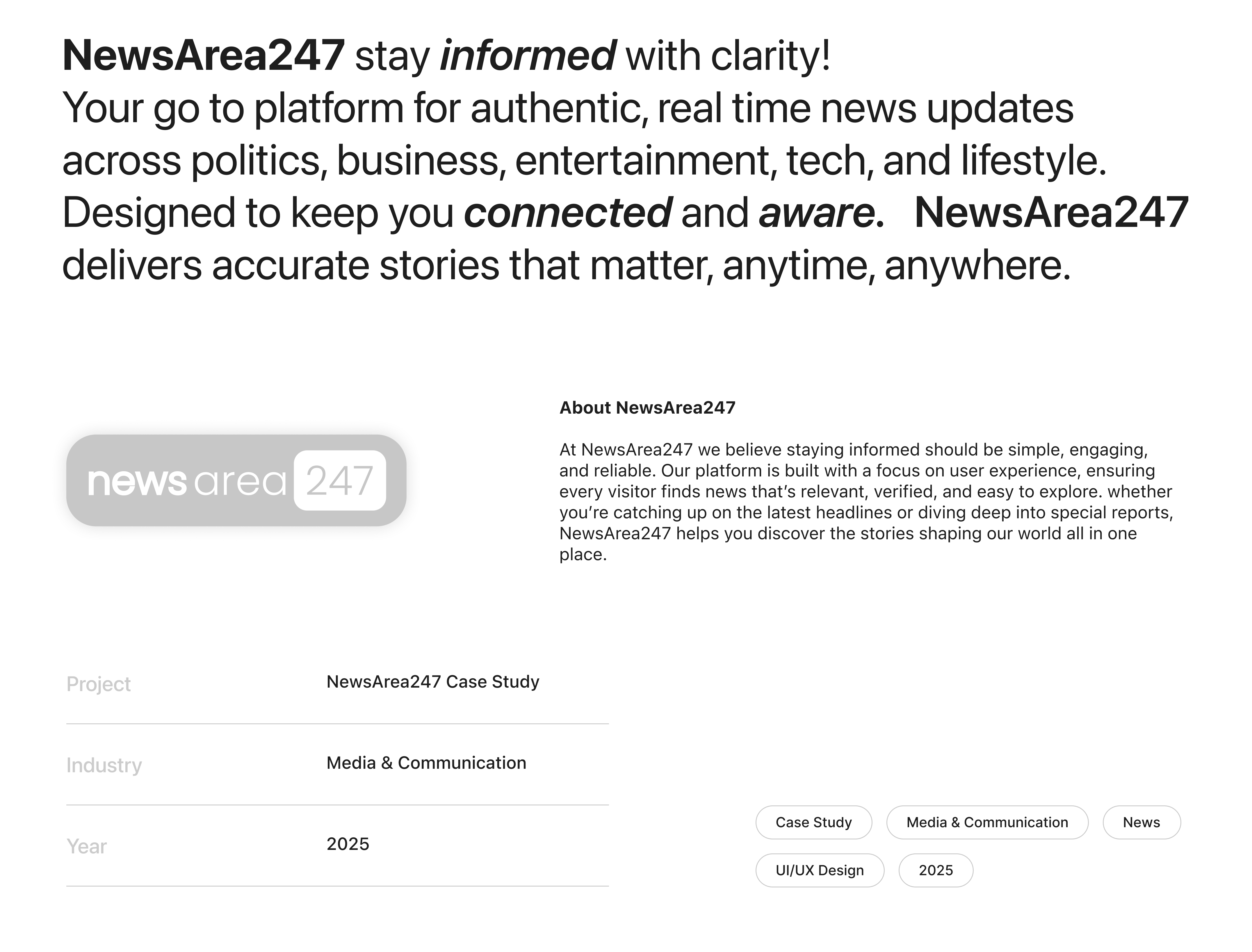 NewsArea247 stay informed with clarity! Your go to platform for authentic, real time news updates across politics, business, entertainment, tech, and lifestyle. Designed to keep you connected and aware. NewsArea247 delivers accurate stories that matter, anytime, anywhere.
